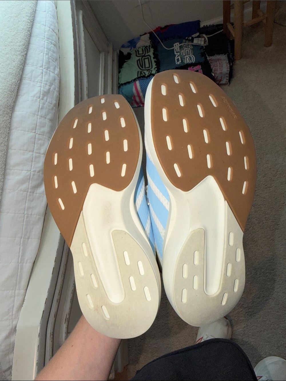 adidas Women’s White & Light Blue Athletic Running Shoes - Picture 4 of 6